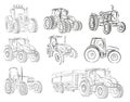 Sketches of tractors. Royalty Free Stock Photo