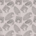 Sketches of girls with different hairstyles. Seamless pattern