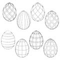 Sketches handmade Easter eggs for coloring. Vector illustration Royalty Free Stock Photo