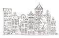 Sketches of houses in Amsterdam, Holland Royalty Free Stock Photo