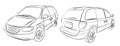 The sketches of a minivans. Royalty Free Stock Photo