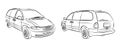 The sketches of a minivans. Royalty Free Stock Photo