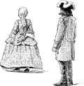Sketches of persons in the historical costumes of 18th century