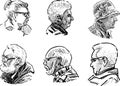 Sketches of portraits various elderly people