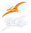 Sketches with pterodactyl dinosaur