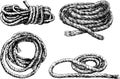 Sketches of skeins of rigging rope