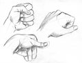 Sketches of three hands in pencil Royalty Free Stock Photo