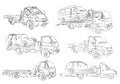 Sketches of tow trucks.