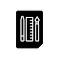 Black solid icon for Sketching Tools, pencil and pen