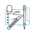 sketching tools line icon, outline symbol, vector illustration, concept sign