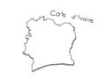 Hand Drawn of Cote d`Ivoire 3D Map on White Background