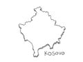 Hand Drawn of Kosovo 3D Map on White Background