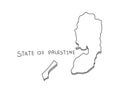 Hand Drawn of State of Palestine 3D Map on White Background