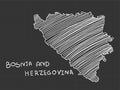 Bosnia and Herzegovina map freehand sketch on black background Royalty Free Stock Photo