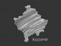 Kosovo map freehand sketch on black background