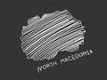 North Macedonia map freehand sketch on black background