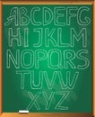 Sketchy alphabet on chalkboard background. Royalty Free Stock Photo
