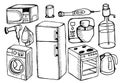 Sketchy appliance set on white background.