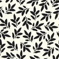 Sketchy black leaves scattered on white background.