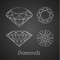 Sketchy chalk-drawn diamond icons