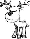 Sketchy Christmas Deer Vector Royalty Free Stock Photo