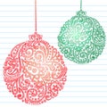 Sketchy Christmas Ornaments Notebook Doodles Royalty Free Stock Photo