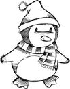 Sketchy Christmas Penguin Vector Royalty Free Stock Photo