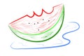 Sketchy colorful Watermelon, draw using graphic tablet, isolated on white