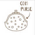 Sketchy contour illustration of cute dotted coin purse Royalty Free Stock Photo