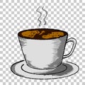 Sketchy Crayon Effect, Cup of Hot Drink, at Transparent Effect Background