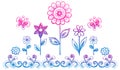 Sketchy Doodle Flowers Vector