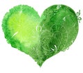 Sketchy doodle green heart illustration Royalty Free Stock Photo