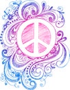 Sketchy Doodle Peace Sign Vector