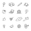 Sketchy Doodle Web network shop Computer Icon Set - Doodles Vector Illustration Design Elements o Royalty Free Stock Photo