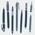 Sketchy Doodles Set of Writing and Drawing Utensils, Tools, Supplies for school and office: pen, pencil, felt pen Royalty Free Stock Photo