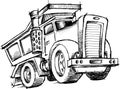 Sketchy Dump Truck Vector Royalty Free Stock Photo