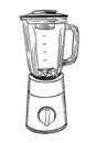 Sketchy electric blender. Hand drawn sketch of blender in monochrome isolated on white background.