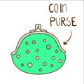 Sketchy illustration of cute dotted green coin purse Royalty Free Stock Photo