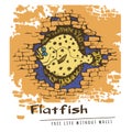 Cute cartoon flatfish