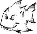 Sketchy Mean fish Vector