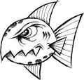 Sketchy Mean fish Vector Royalty Free Stock Photo