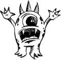 Sketchy Monster Devil Vector Royalty Free Stock Photo