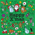 Big set of Christmas design element in doodle style Royalty Free Stock Photo