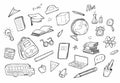 Sketchy vector hand drawn doodle cartoon set of School objects and symbols Royalty Free Stock Photo