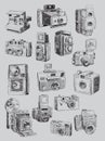 Sketchy Vintage Camera Set Royalty Free Stock Photo