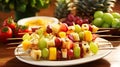 skewer chunk pineapple fruit