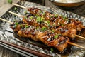 Skewer grilled saba fish with teriyaki sauce set and serve in Japanese style