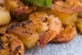 Skewer shrimp with pineapple Royalty Free Stock Photo