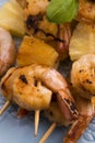 Skewer shrimp with pineapple Royalty Free Stock Photo