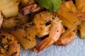 Skewer shrimp with pineapple Royalty Free Stock Photo